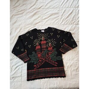 Nutcracker Black Christmas Sweater | Glitter Holiday Floral Knit Pullover